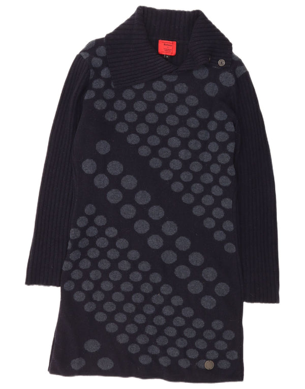 Barbour Womens Long Sleeve Jumper Dress UK 14 Large Navy Blue Geometric