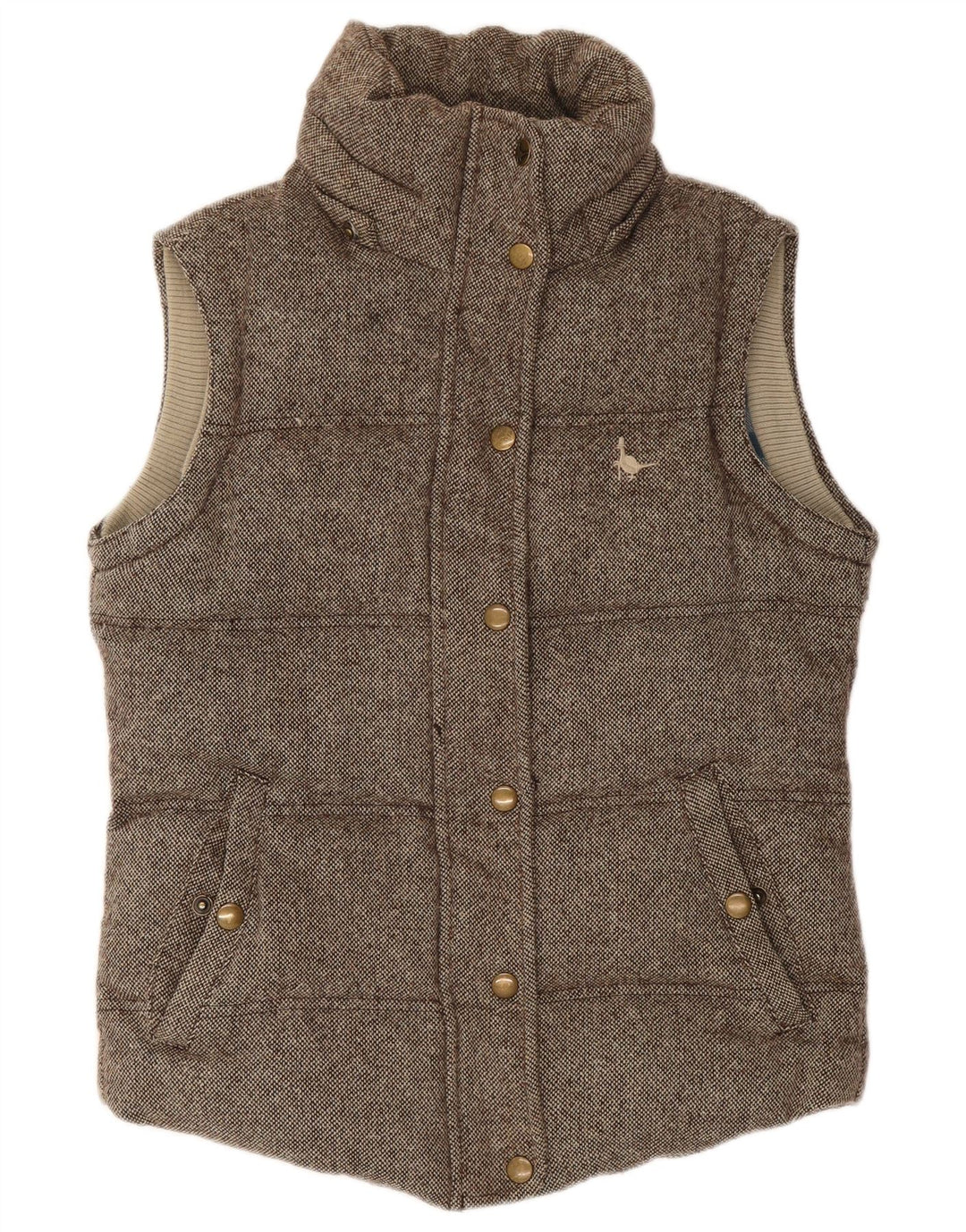 Jack Wills Gilet rembourré pour femme UK 8 Petite laine mouchetée marron