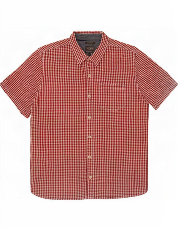 Fat Face Chemise à manches courtes pour homme Coupe classique Grand rouge en coton vichy