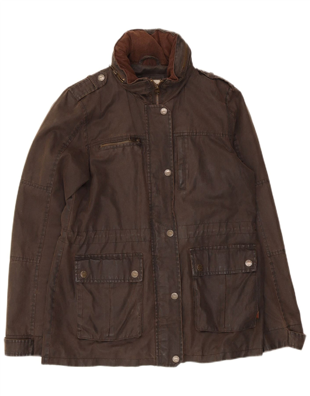 Fat Face Veste cirée à capuche militaire pour femme UK 10 Small Marron