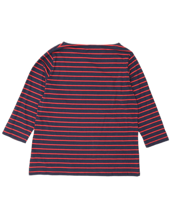 Crew Clothing Haut Femme Manches 3/4 UK 16 Grand Coton Rayé Rouge