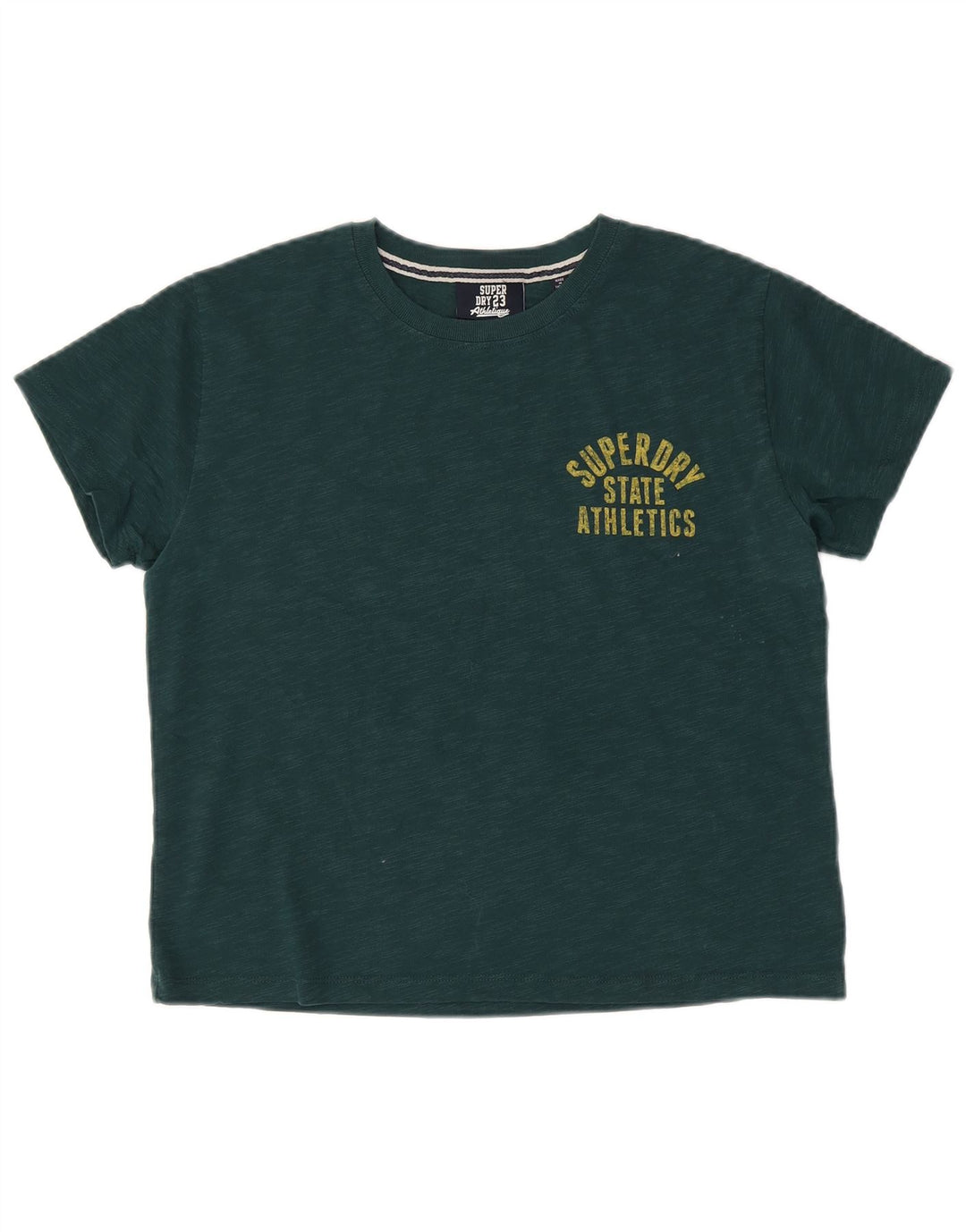 SUPERDRY T-Shirt Graphique Femme UK 14 Large Vert Moucheté Coton