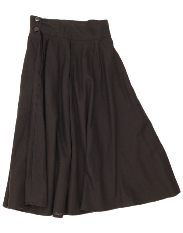vintage Femme Taille Haute Jupe Évasée Plissée IT 46 Large W28 Noir