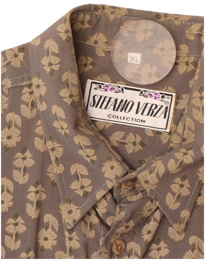 Chemise Homme Vintage XL Gris Viscose Florale