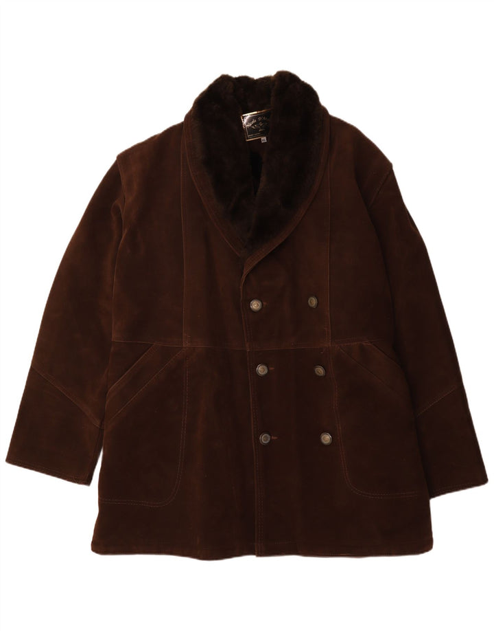 Nicola D'Angelo Manteau double boutonnage en peau de mouton pour homme UK 42 XL Marron
