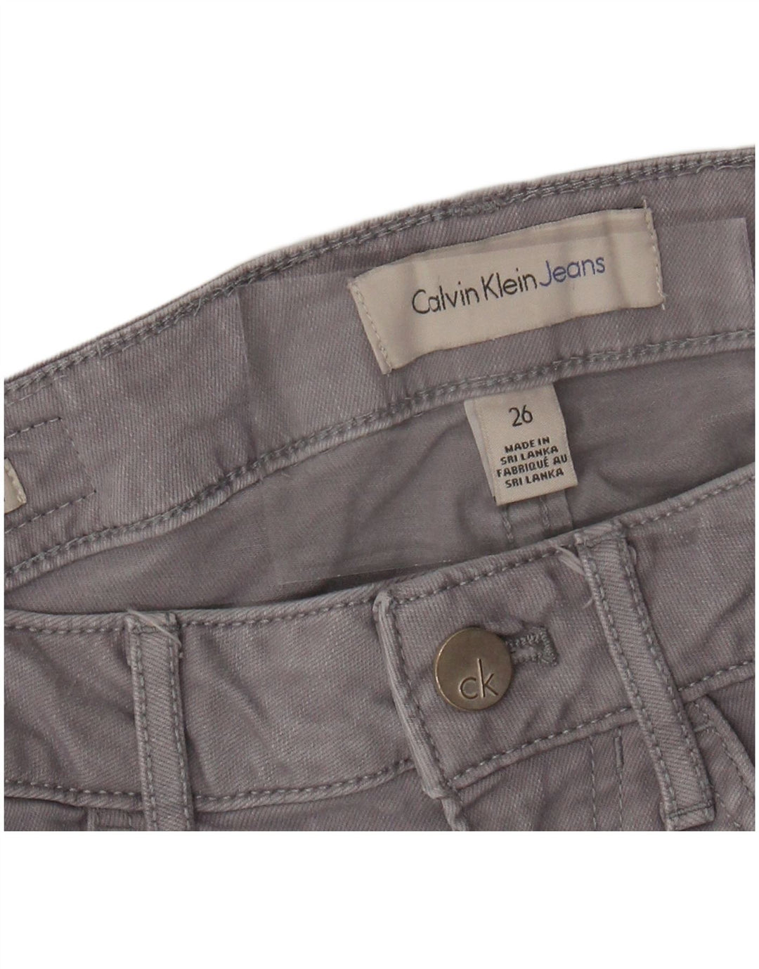 CALVIN KLEIN Pantalon décontracté skinny pour femme W26 L27 Gris