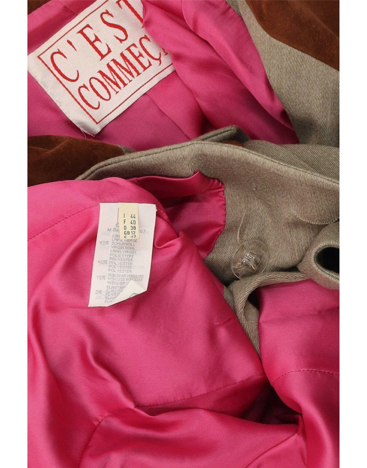 C'EST COMMECA Veste Blazer Femme UK 12 Gris Moyen Colourblock