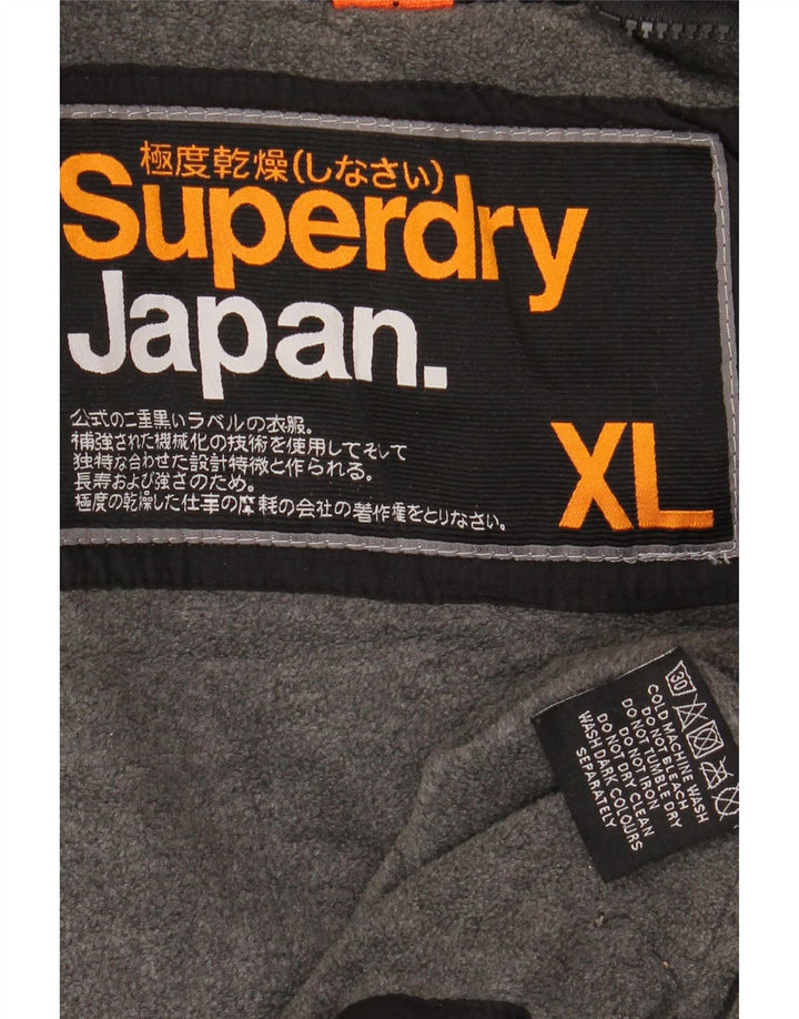 SUPERDRY Veste coupe-vent à capuche pour hommes UK 42 XL Nylon noir