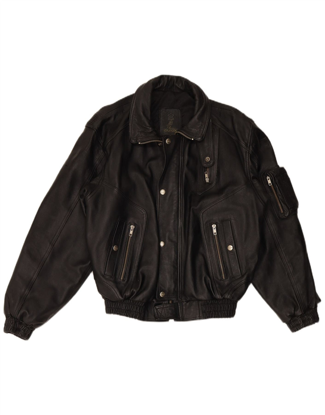 EUROX Veste de course en cuir graphique pour homme UK 40 Grand cuir noir