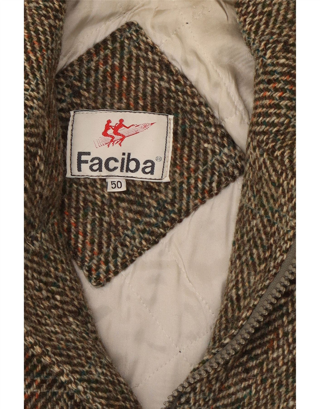 FACIBA Pardessus Homme IT 50 Large Laine à Chevrons Marron