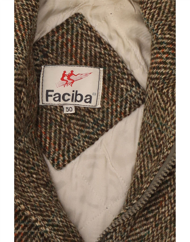FACIBA Pardessus Homme IT 50 Large Laine à Chevrons Marron