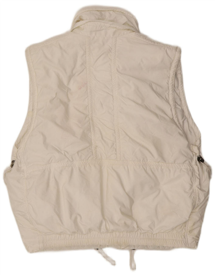 vintage Mens Loose Fit Rembourré Gilet UK 38 Moyen Blanc Polyester
