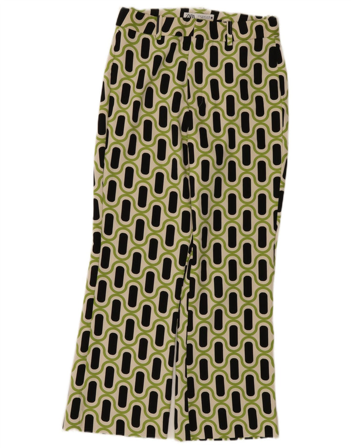 Pantalon décontracté Bootcut femme Zara moyen W28 L26 vert géométrique