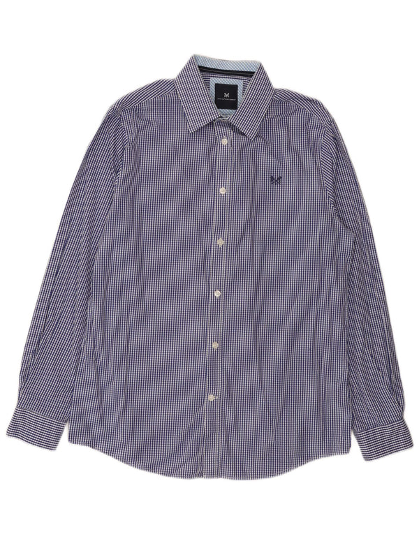 Crew Clothing Chemise classique pour homme en coton vichy bleu marine moyen