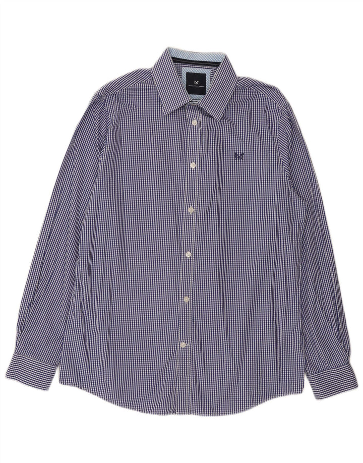 Crew Clothing Chemise classique pour homme en coton vichy bleu marine moyen