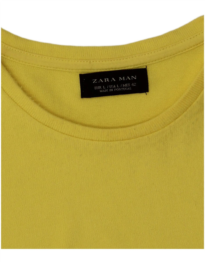Zara T-Shirt Homme Haut Large Jaune Polyester