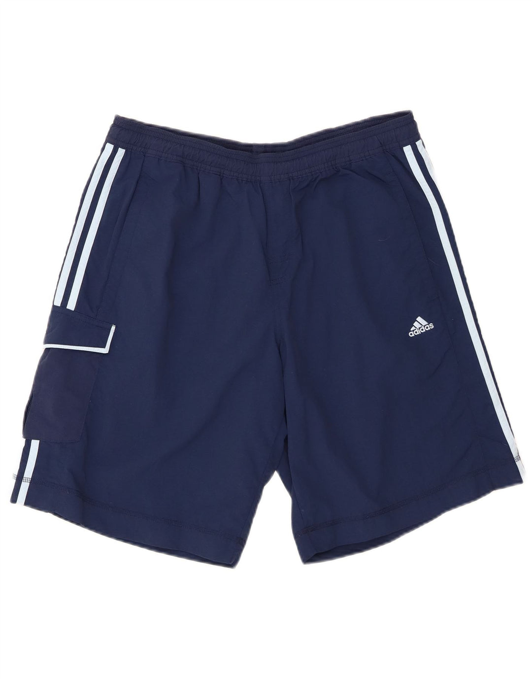 Adidas Short de sport cargo pour homme en nylon bleu marine Taille L