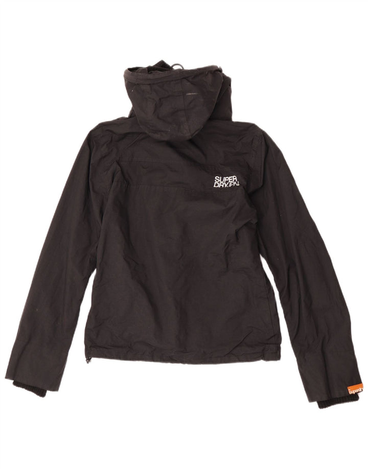 Superdry Veste de pluie à capuche pour femme UK 12 Medium Black Nylon