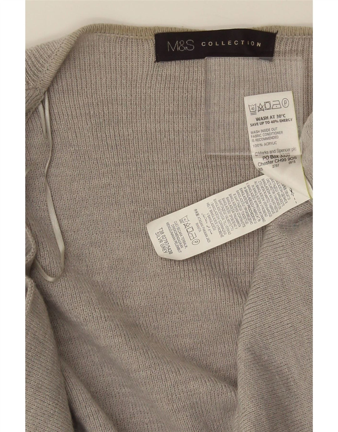 Marks & Spencer Pull cardigan ouvert long pour femme UK 10 Small Gris