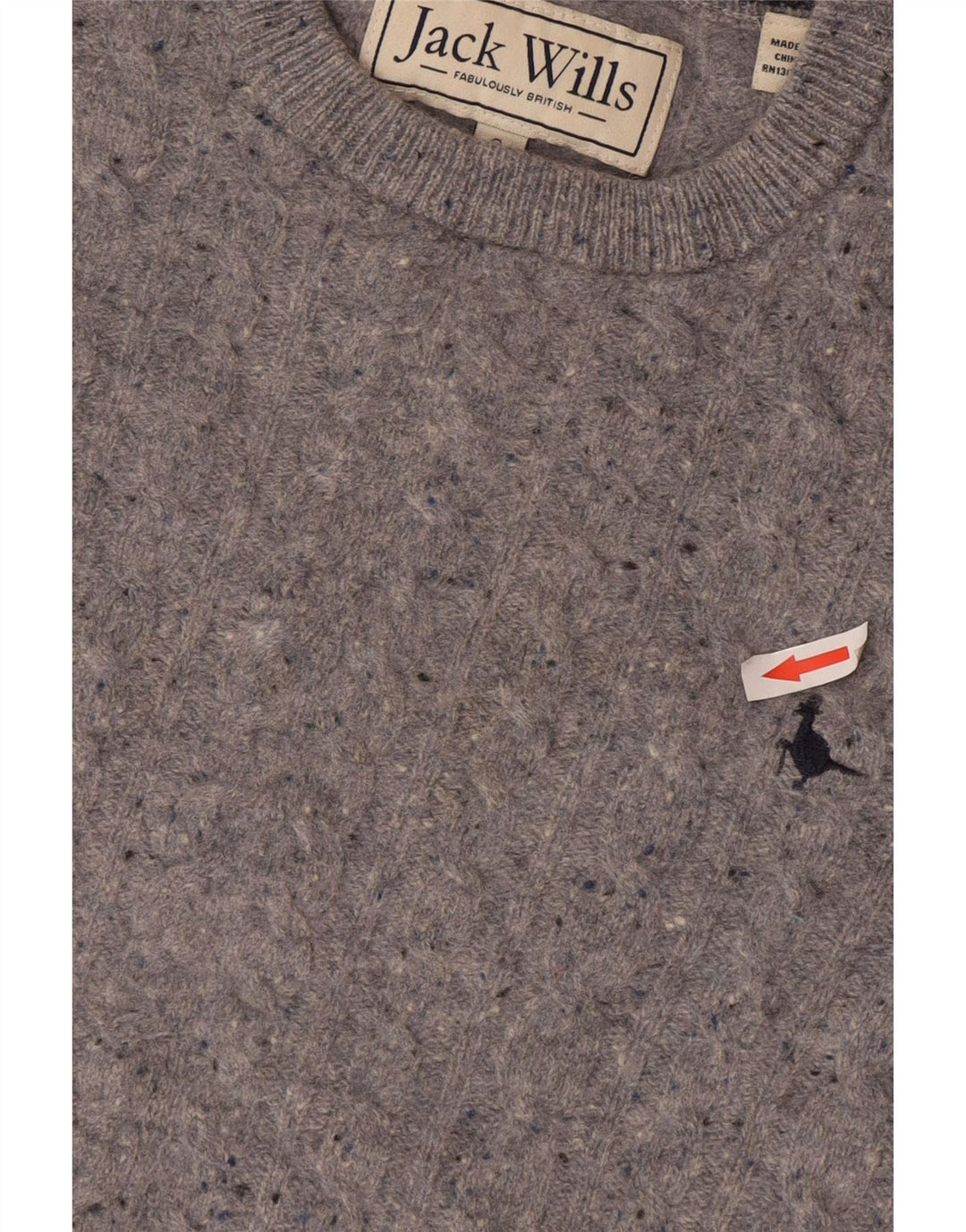Jack Wills Pull à col rond pour homme en laine mouchetée gris petit