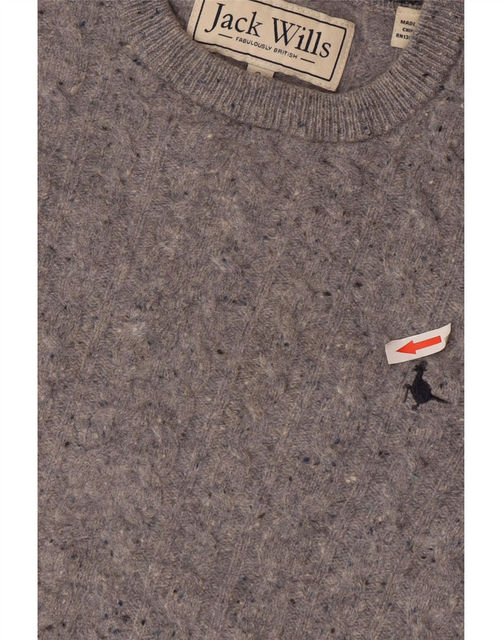 Jack Wills Pull à col rond pour homme en laine mouchetée gris petit