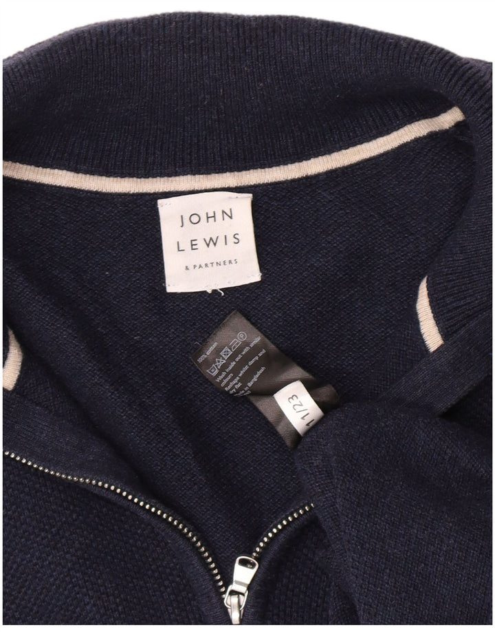 John Lewis Pull à col zippé pour homme en coton bleu marine Taille L