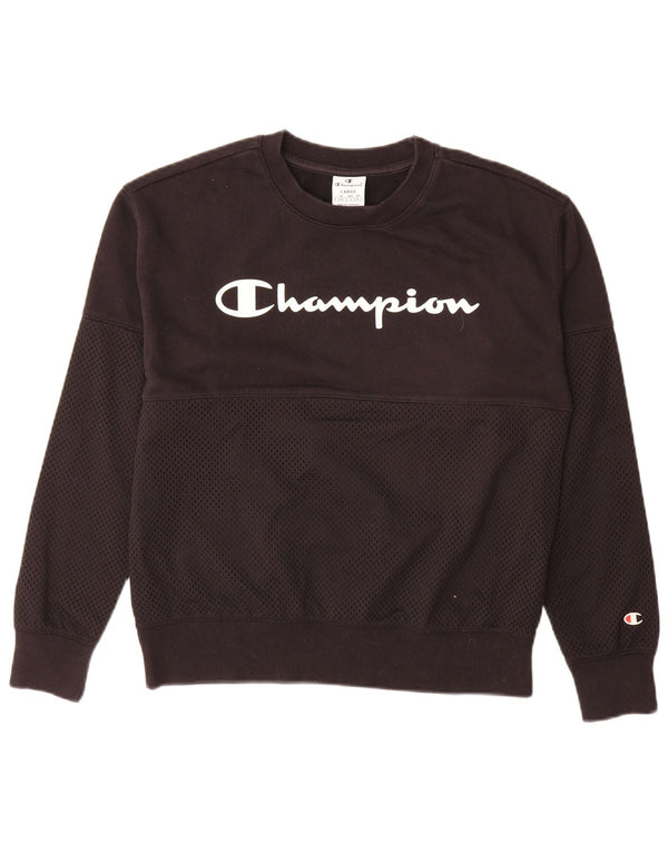 Champion Sweat-shirt graphique pour femme UK 16 Grand coton noir