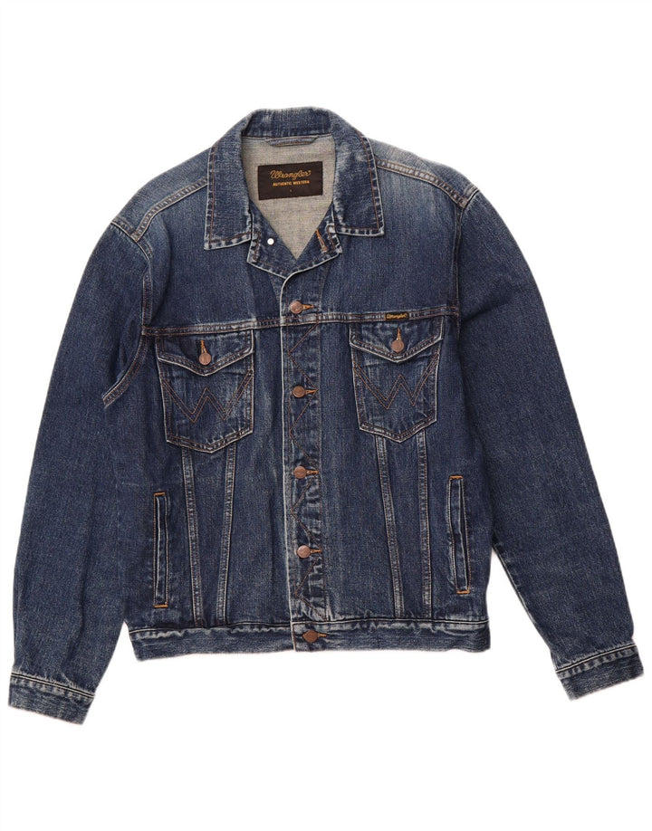 WRANGLER Veste en jean Western Acid Wash pour homme UK 40 Grand coton bleu