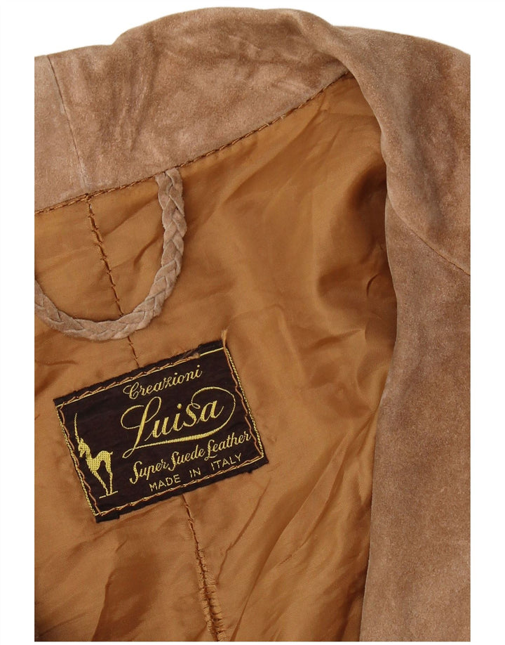 vintage Femme 3 Boutons Blazer En Daim Veste UK 12 Brun Moyen