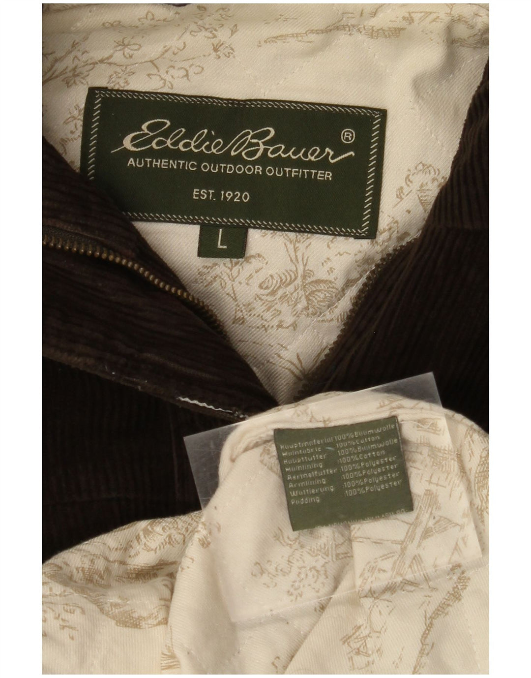 EDDIE BAUER Manteau surdimensionné à capuche en velours côtelé pour femme UK 16 Grand coton kaki