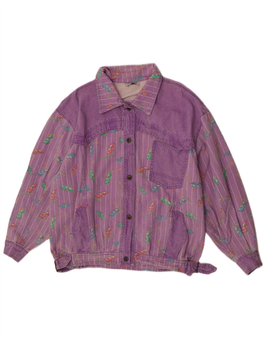 Tintoretto Veste en jean à motif abstrait pour femme EU 42 Grand Violet Rétro