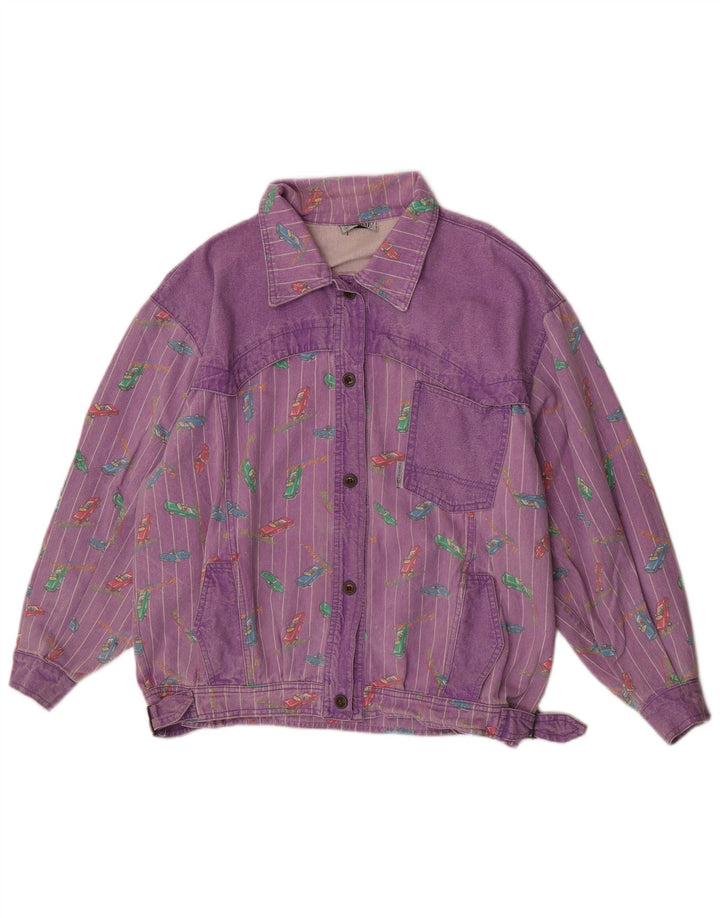 Tintoretto Veste en jean à motif abstrait pour femme EU 42 Grand Violet Rétro
