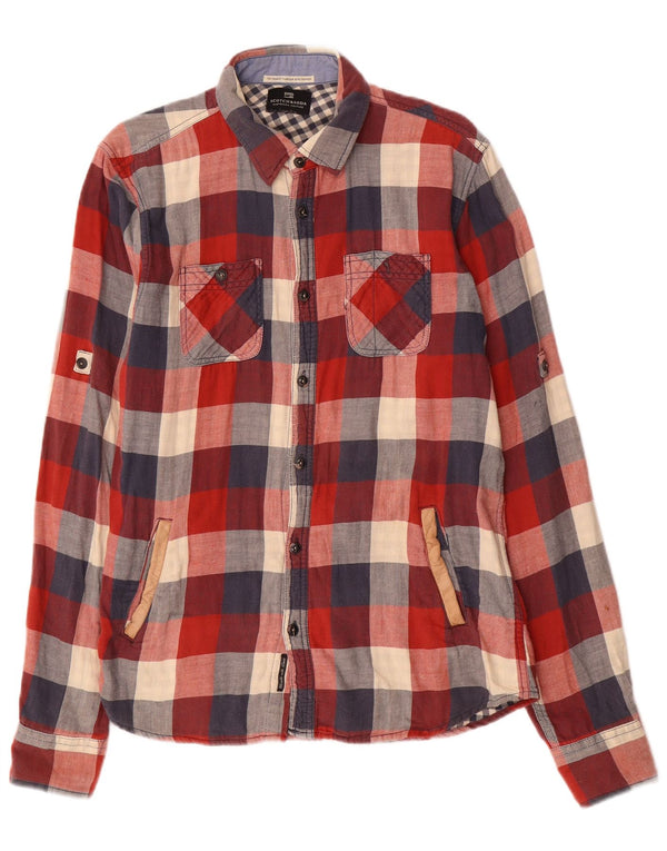 SCOTCH & SODA Mens Flannel Shirt Medium Red Check Cotton