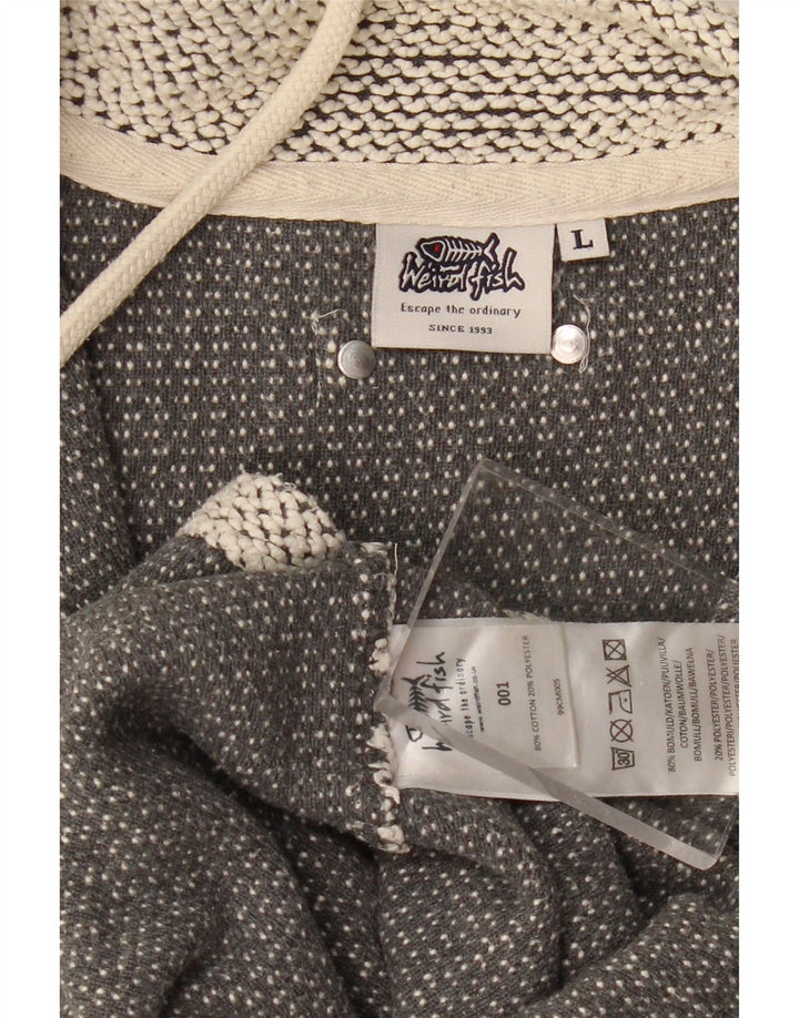 WEIRD FISH Sweat-shirt à col zippé pour homme en coton gris Taille L