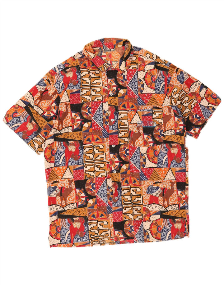 Ouragan Chemise à manches courtes pour homme à motif abstrait IT 50 Medium Multicolore