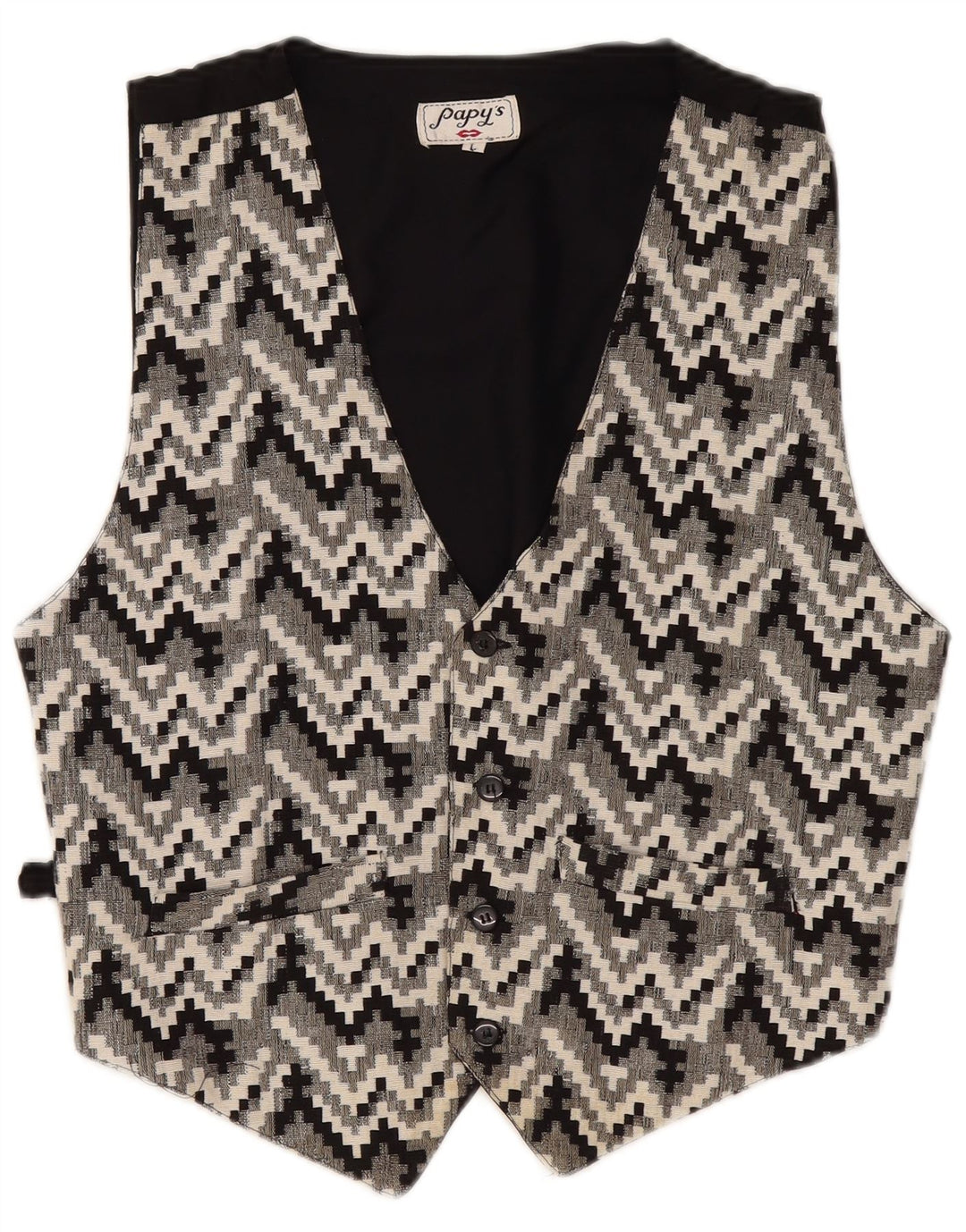 gilet homme vintage grand noir géométrique