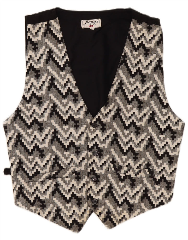 gilet homme vintage grand noir géométrique