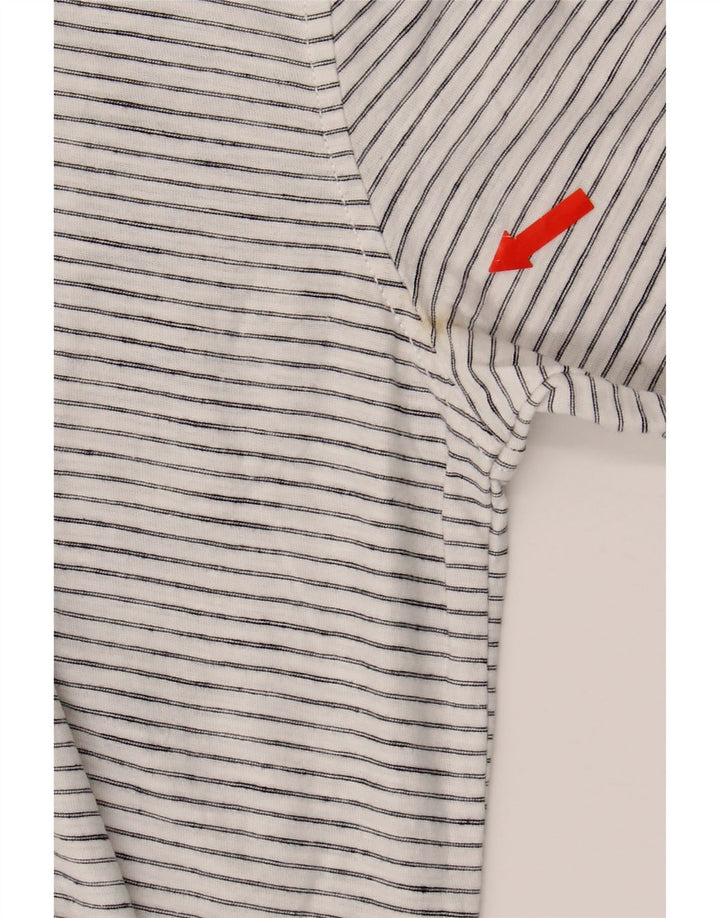 LERROS Mens Polo Shirt Medium White Striped Cotton Vintage Lerros and Second-Hand Lerros from Messina Hembry 