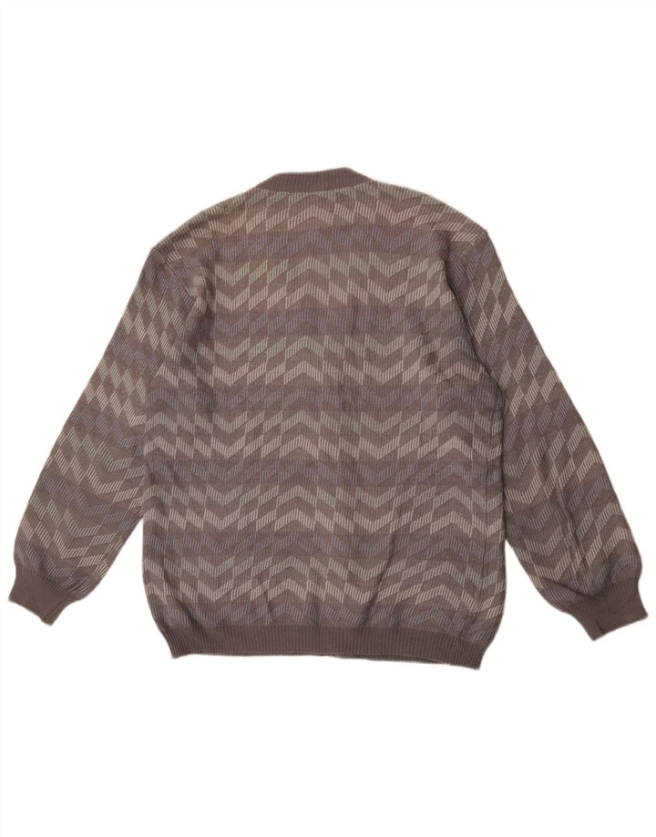 Bernardini Homme Cardigan Pull Laine Rayé Gris Moyen