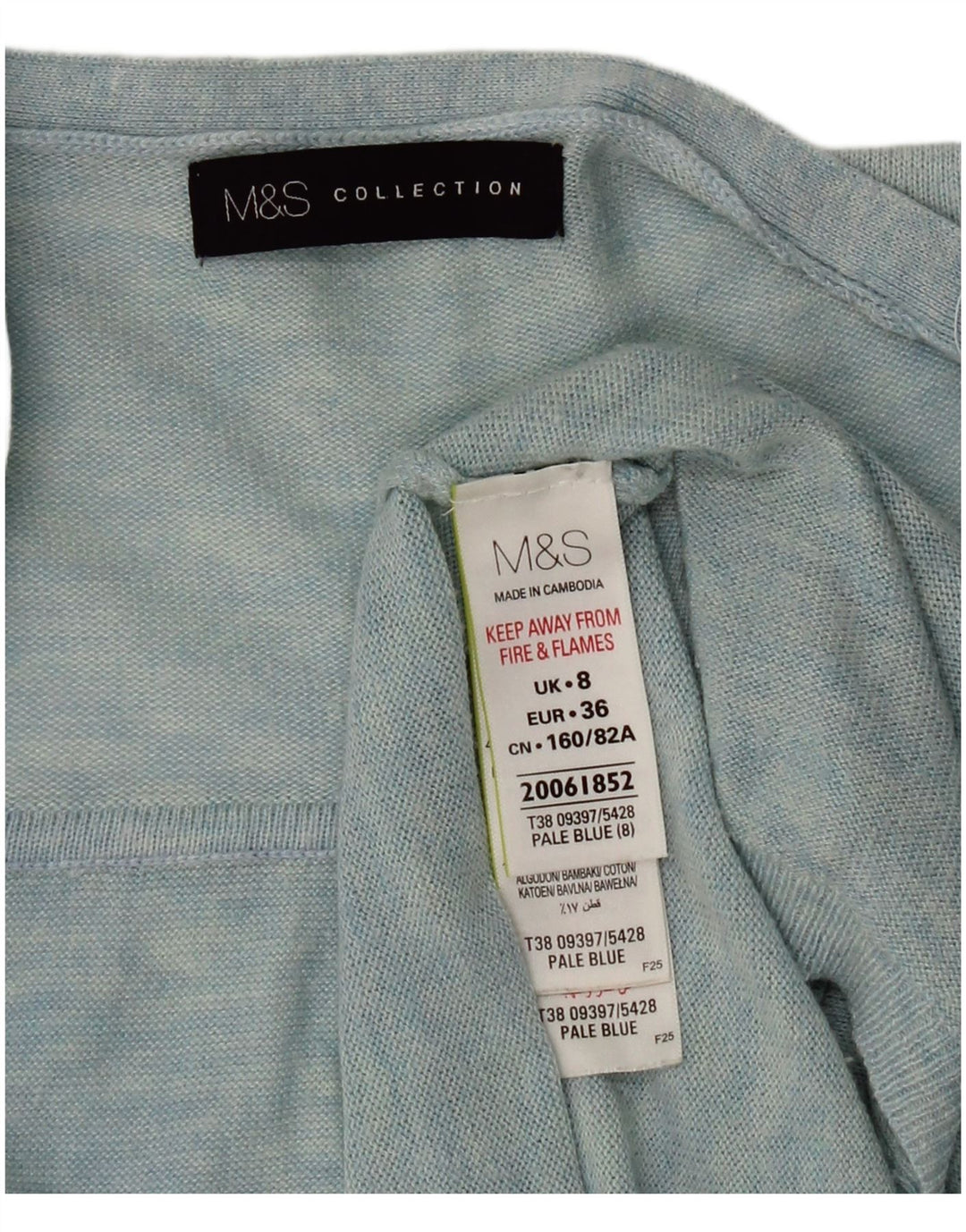 Marks & Spencer Pull Cardigan Ouvert Femme UK 8 Petit Bleu Polyamide