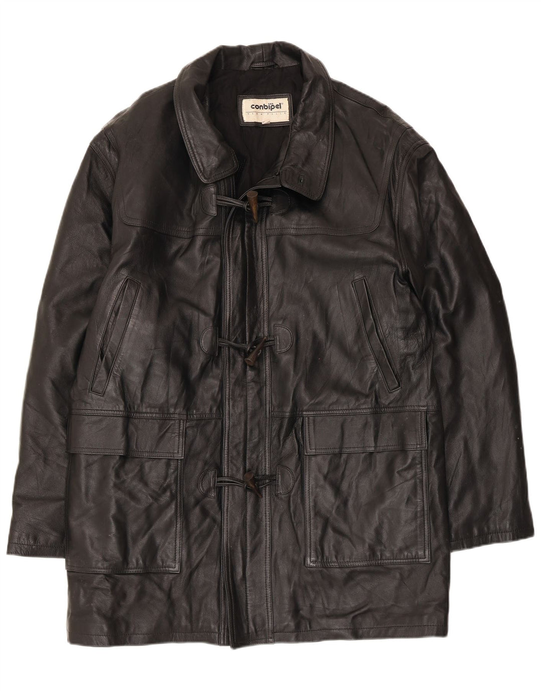Conbipel Manteau en Cuir Homme IT 52 Grand Cuir Noir