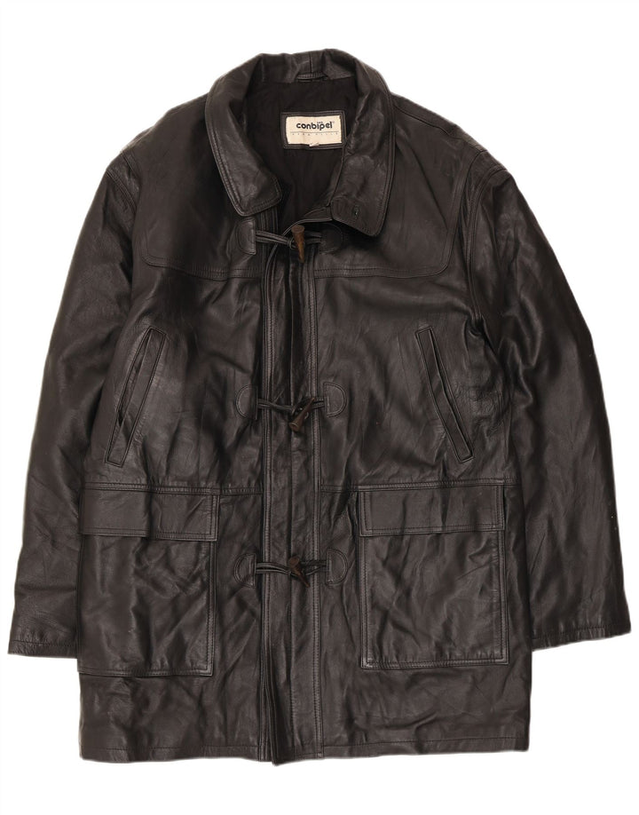 Conbipel Manteau en Cuir Homme IT 52 Grand Cuir Noir