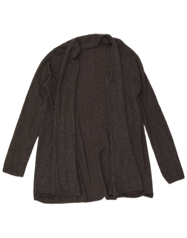 Zara Womens Longline Open Cardigan Sweater UK 10 Petit Gris Moucheté Viscose