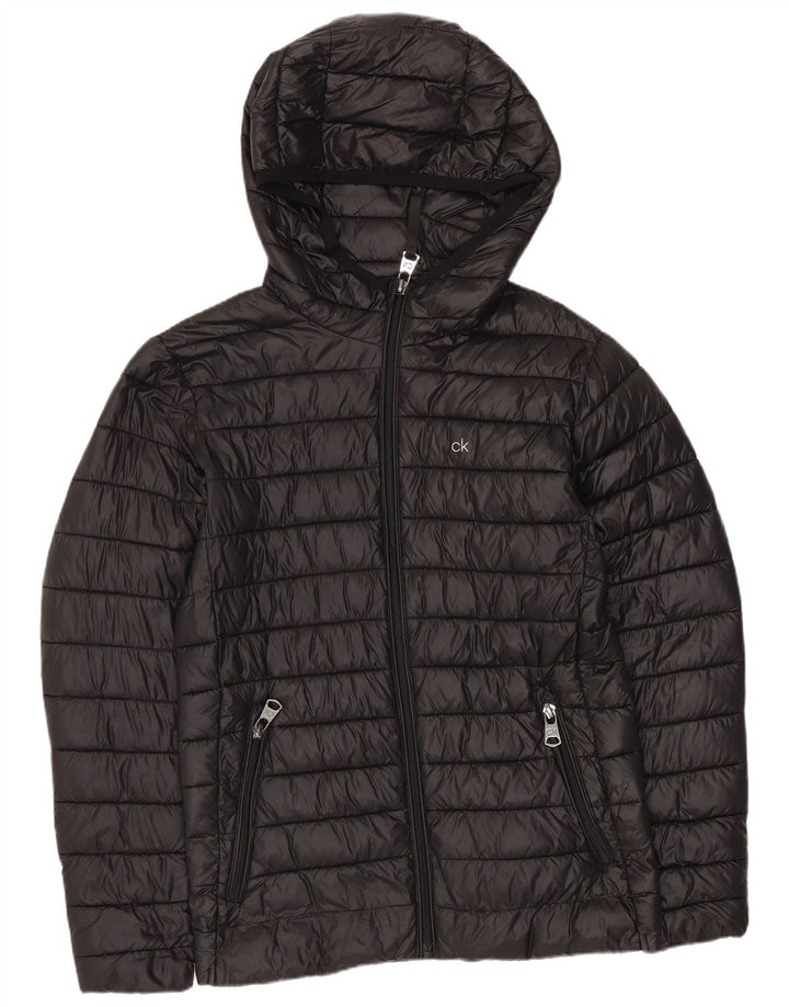 Calvin Klein Veste matelassée à capuche surdimensionnée pour femme UK 6 XS Nylon noir
