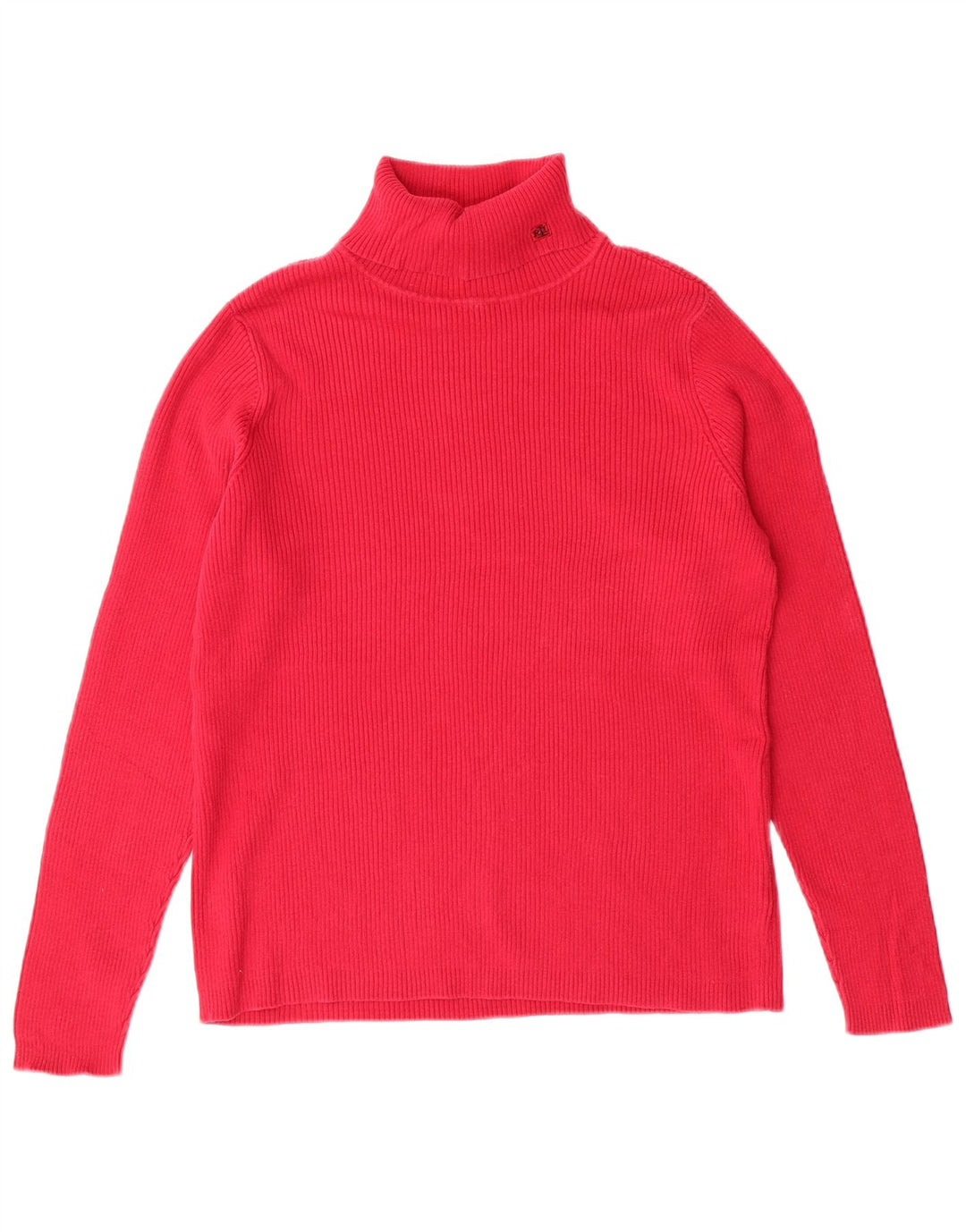 RALPH LAUREN Pull col roulé pour femme UK 16 Grand coton rose