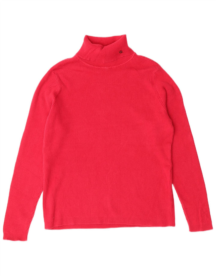 RALPH LAUREN Pull col roulé pour femme UK 16 Grand coton rose