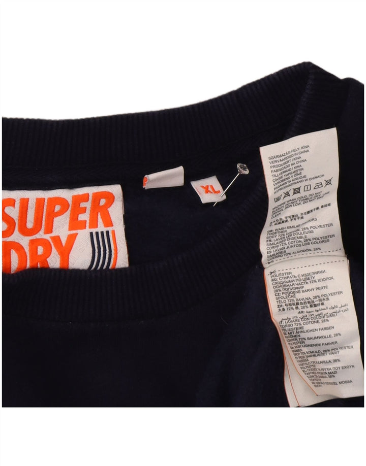 Superdry Homme Graphic Sweatshirt Jumper XL Bleu Marine Coton