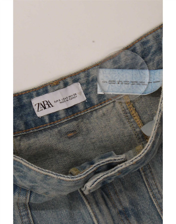 Zara Femme Mini Jupe En Jean Petit W26 Bleu Coton