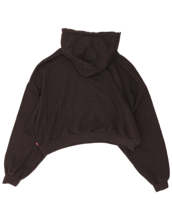 Levi's Pull à capuche graphique court pour femme UK 16 Large Noir Coton