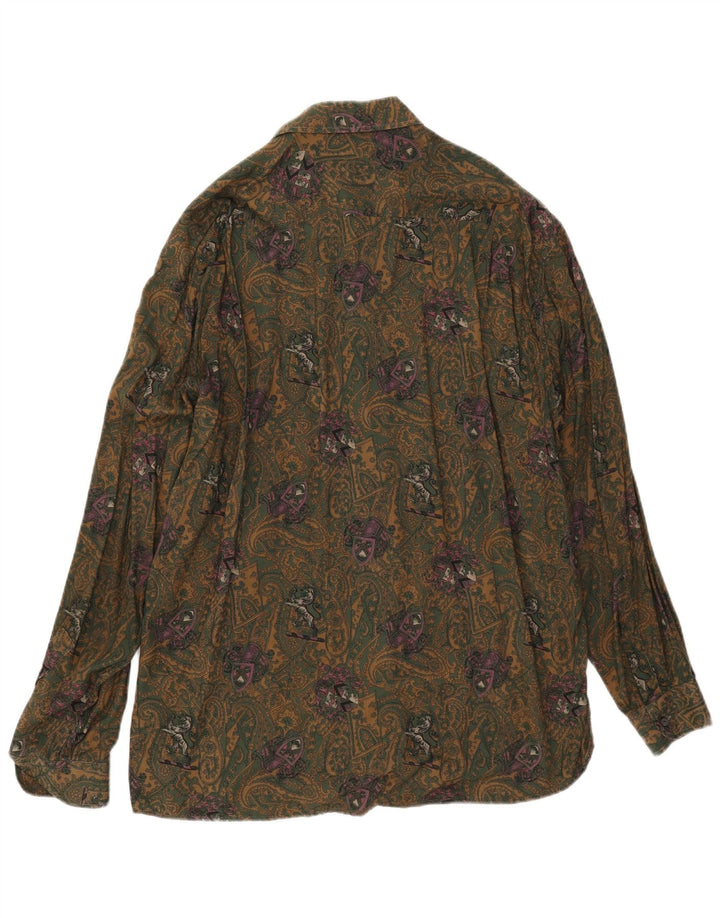 Chemise homme vintage XL Kaki Paisley Viscose